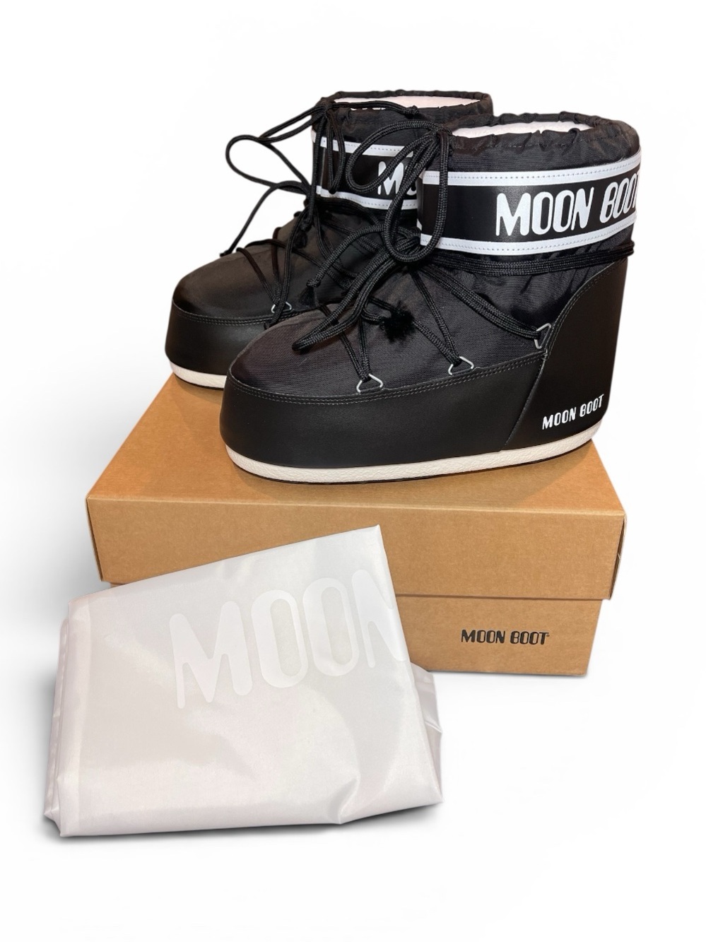 Moon Boot Icon Low Black Nylon Boots Snow Boot Womens Size 10 10.5 EU 42 43 NEW